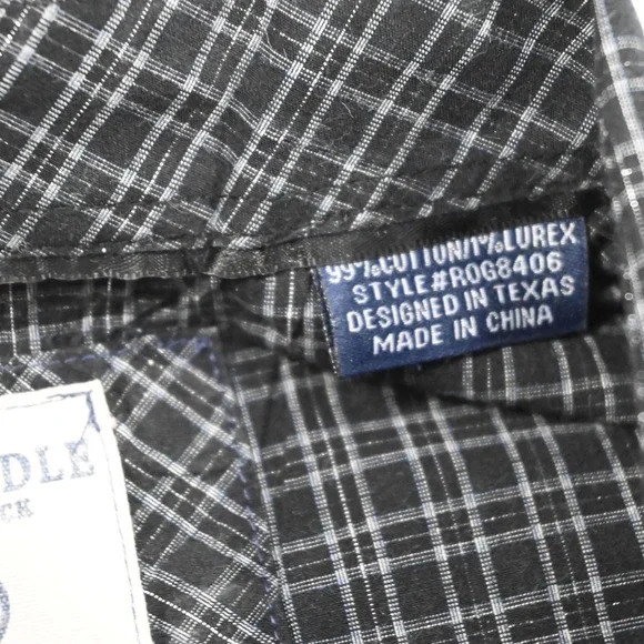 Panhandle Rough Stock Cowboy Dress Shirt Plaid Lurex Long Sleeve Mens Size Large - Picture 9 of 11